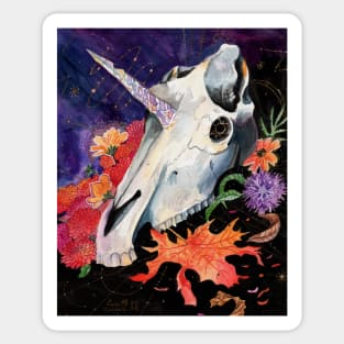 Memory Maps Orbit unicorn skull painting Sticker